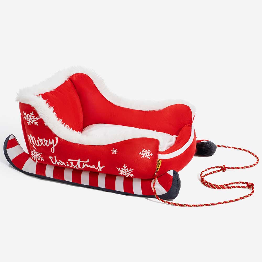 Letto per cani festivo in peluche e morbido - Slitta di Natale