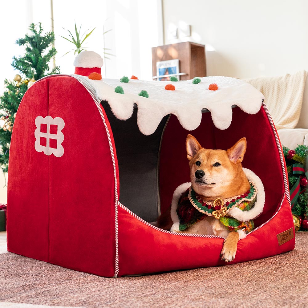 Letto ortopedico per cani Festive Snow House - Calore Natalizio