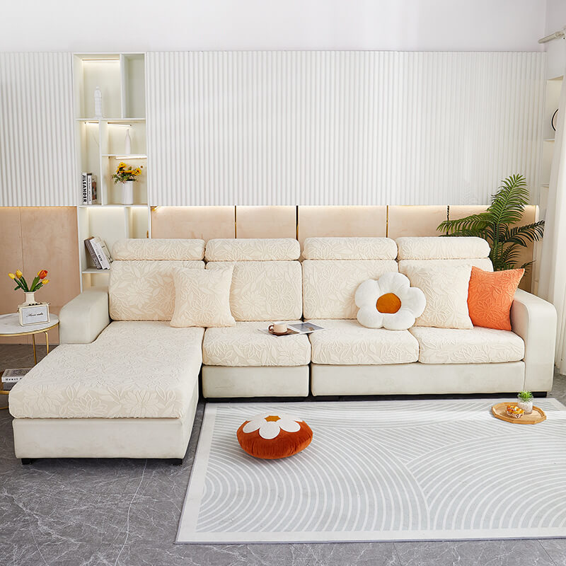 Copertura completa per divano in velluto floreale elasticizzato