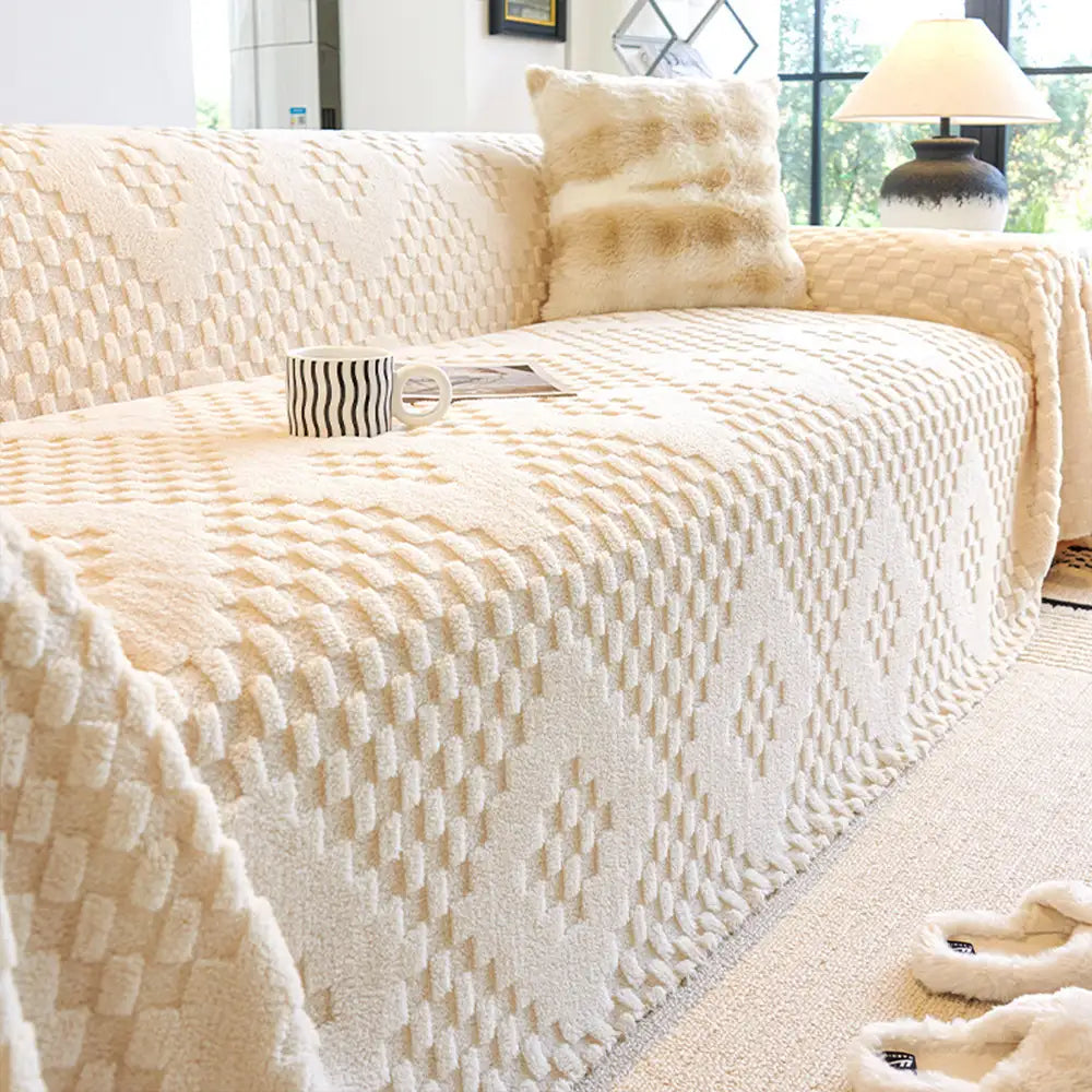 Coperta per divano in velluto jacquard soffice, spessa e resistentela graffi.