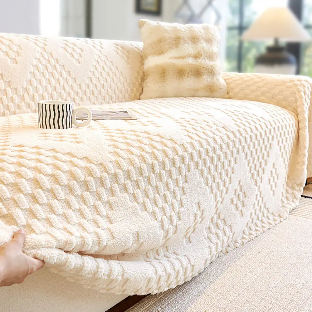 Coperta per divano in velluto jacquard soffice, spessa e resistentela graffi.