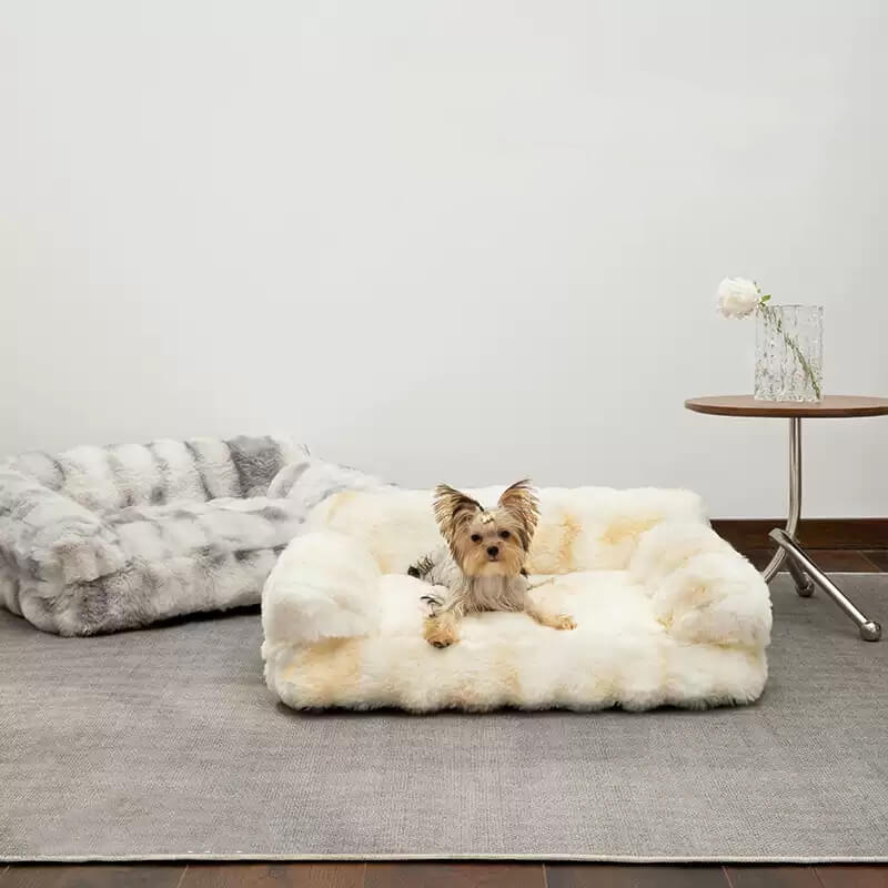 Letto per animali domestici calmante in peluche spesso e morbido, per cani e gatti.