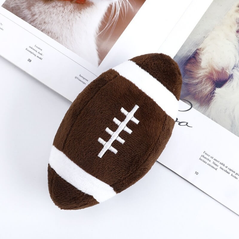 Giocattolo interattivo in peluche a forma di pallone da calcio, giocattolo per cani che squeaks