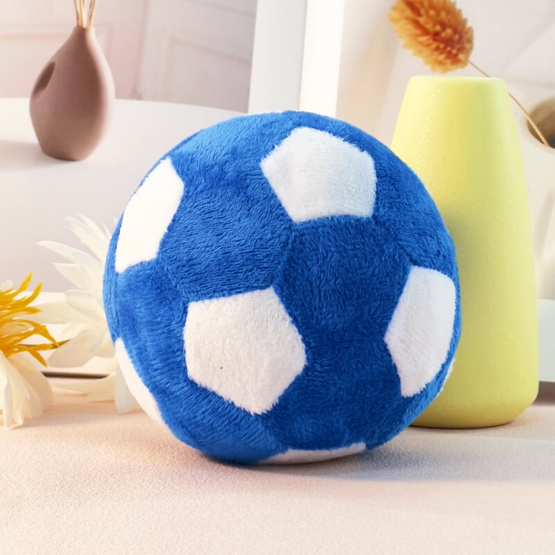 Giocattolo interattivo in peluche a forma di pallone da calcio, giocattolo per cani che squeaks