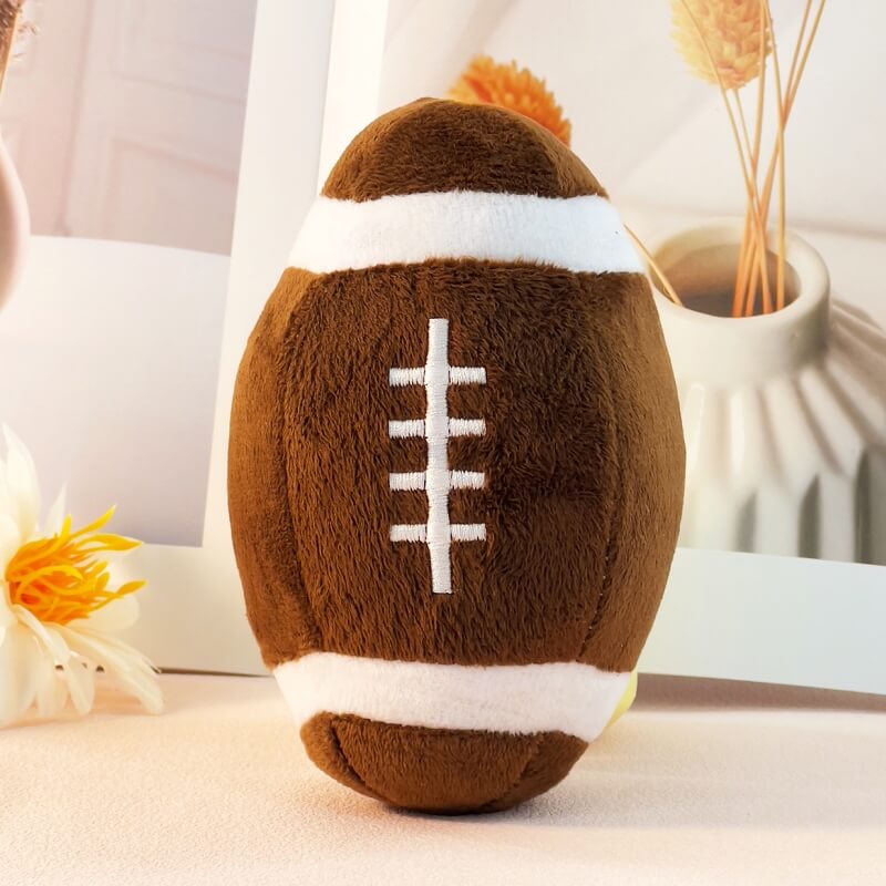 Giocattolo interattivo in peluche a forma di pallone da calcio, giocattolo per cani che squeaks