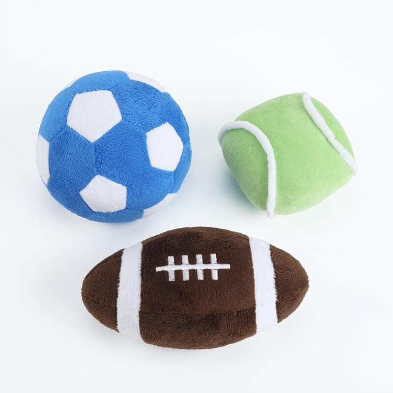 Giocattolo interattivo in peluche a forma di pallone da calcio, giocattolo per cani che squeaks