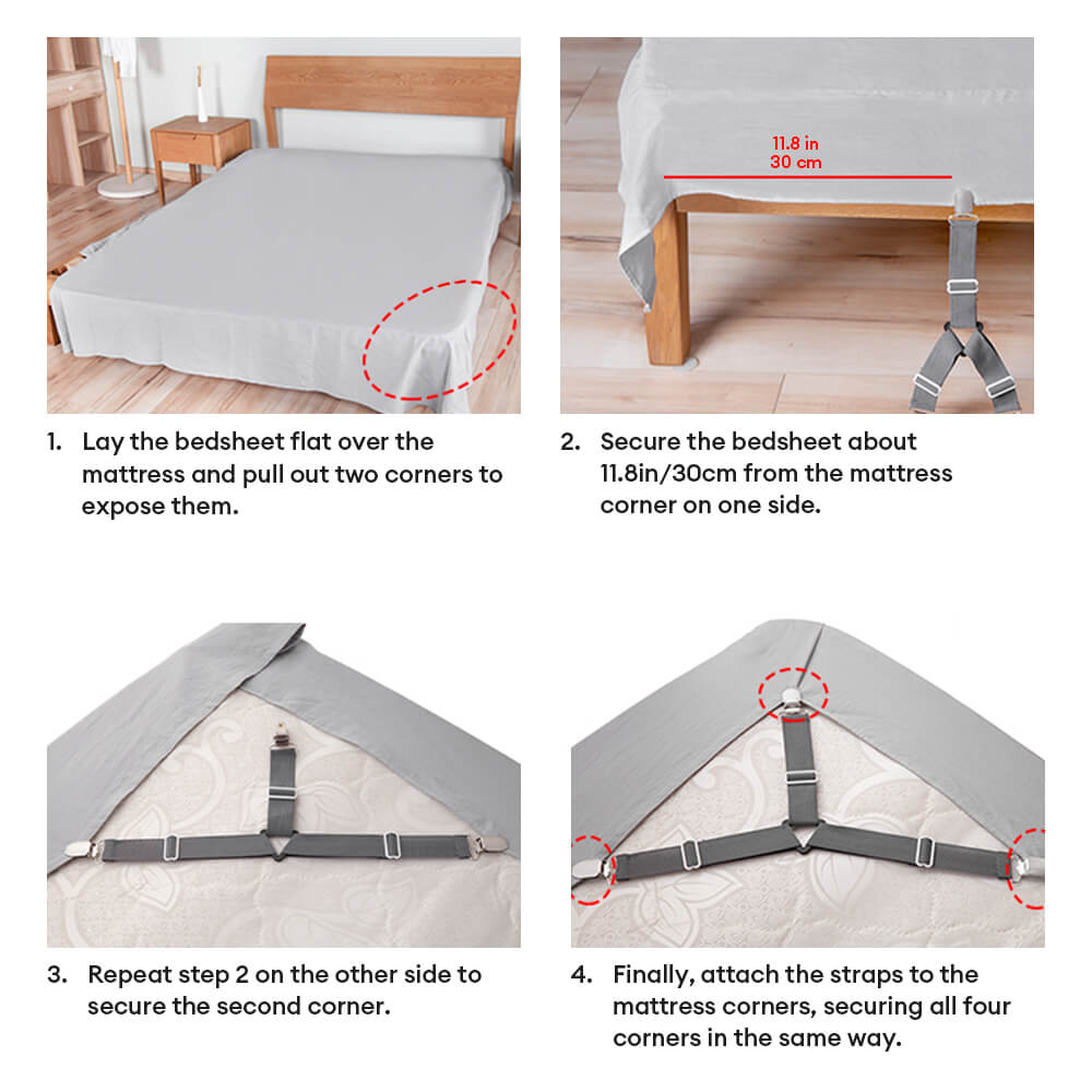 Cinghie elastiche regolabili antiscivolo per lenzuola con clip in metallo