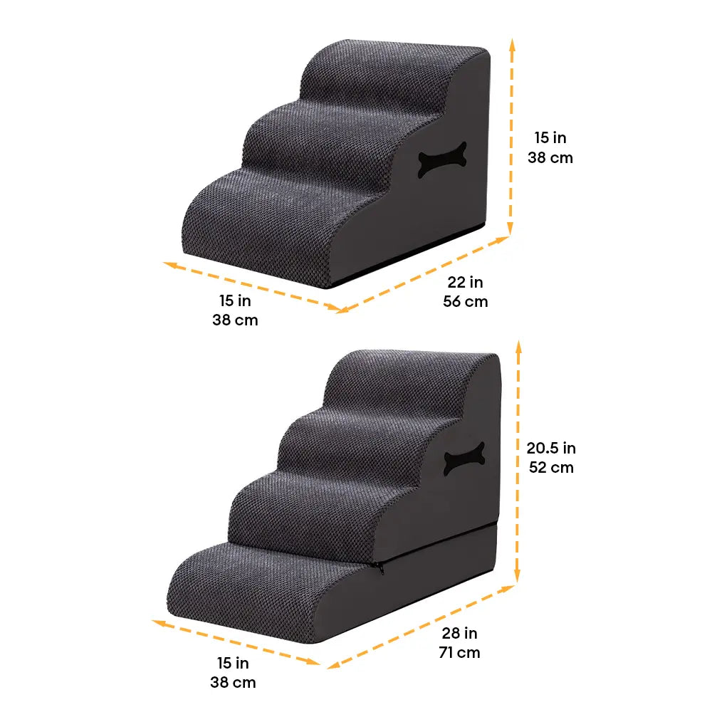 Scale per cani regolabili, antiscivolo, lavabili e morbide con rampe gentle.