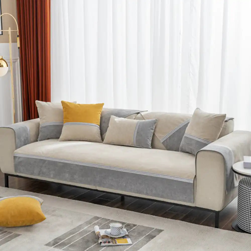 Copertura per divano anti-scivolo colorblock resistente all'acqua per animali domestici e bambini di All Seasons