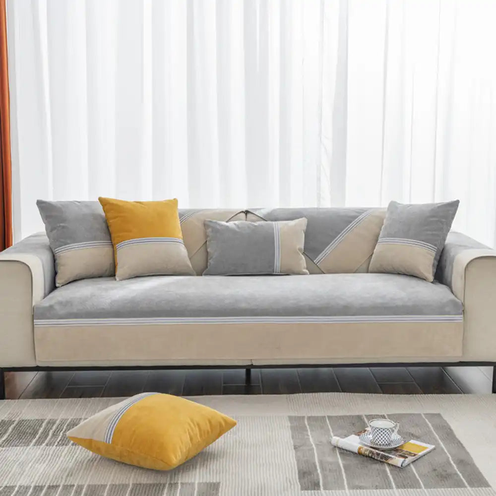 Copertura per divano anti-scivolo colorblock resistente all'acqua per animali domestici e bambini di All Seasons