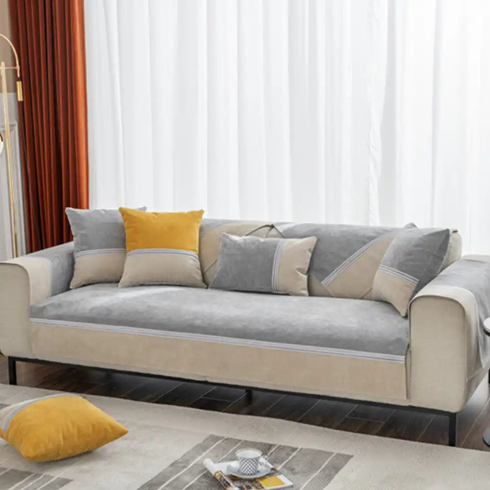 Copertura per divano anti-scivolo colorblock resistente all'acqua per animali domestici e bambini di All Seasons