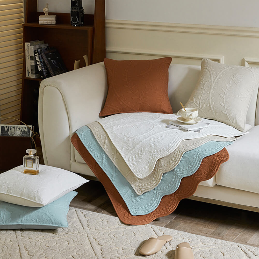 Copertura per divano in cotone tessuto boho traspirante con texture da fattoria