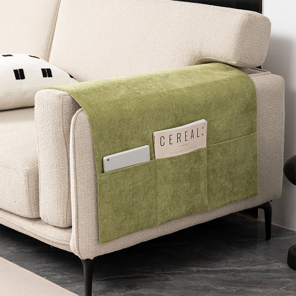 Copertura per bracciolo del divano in chenille anti-graffio portamagazine