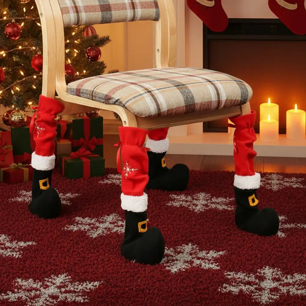 Coperture per le gambe delle sedie decorate a Natale