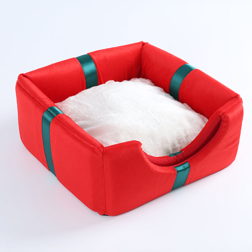 Scatola regalo di Natale Letto semi-chiuso per cani e gatti caldo e accogliente