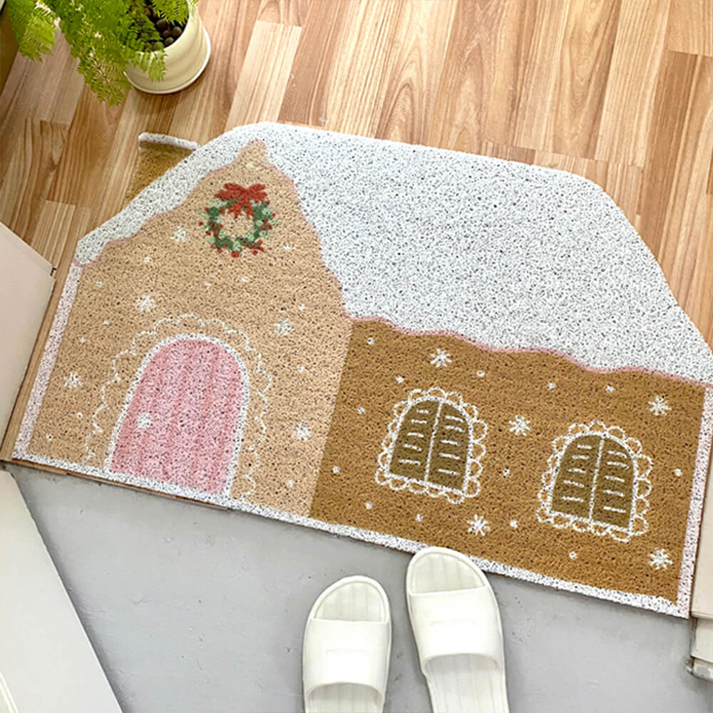 Tappeto decorativo natalizio in gingerbread, durevole, multi-funzionale e antiscivolo per la casa.