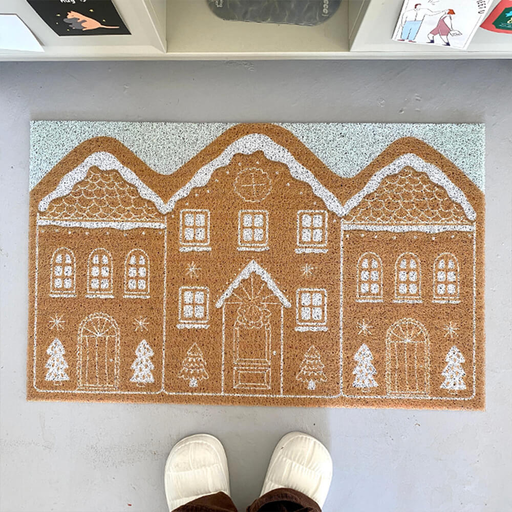 Tappeto decorativo natalizio in gingerbread, durevole, multi-funzionale e antiscivolo per la casa.