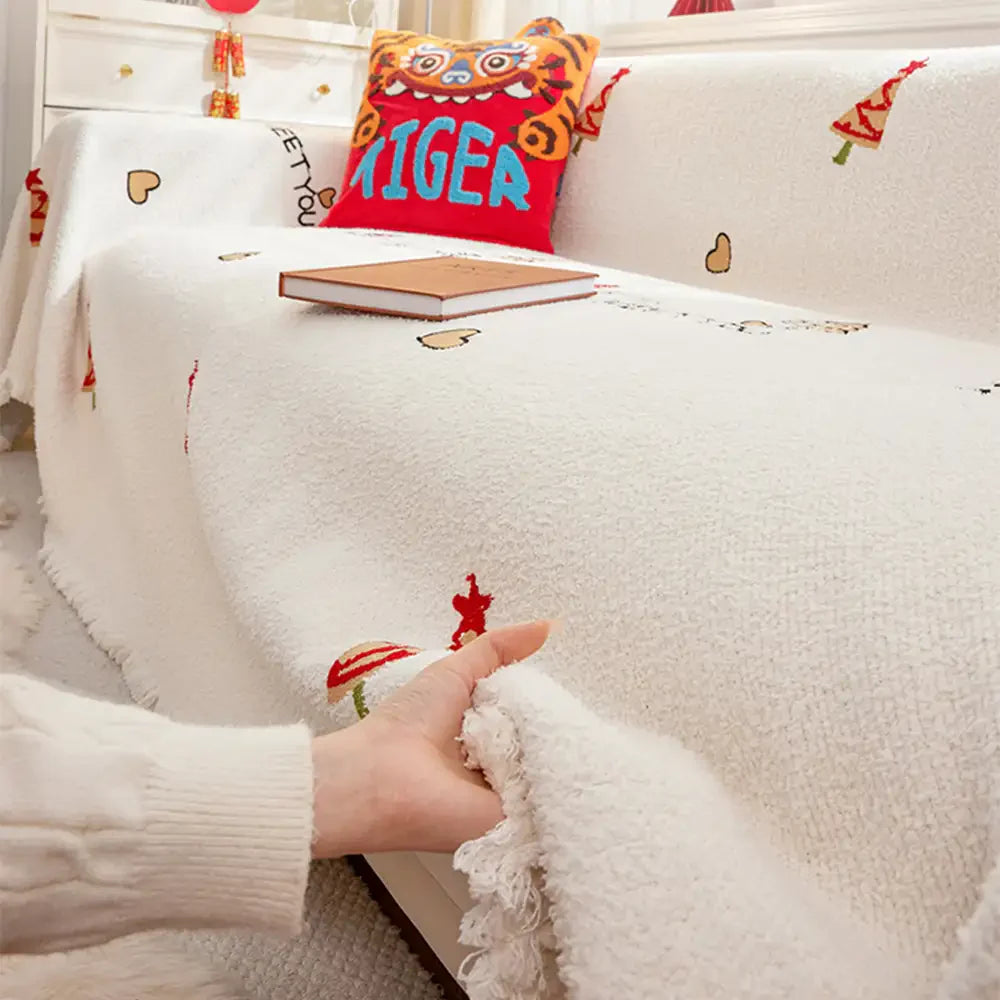 Coperta per divano in peluche spesso chic albero di Natale