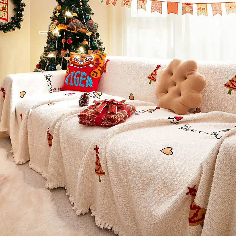 Coperta per divano in peluche spesso chic albero di Natale