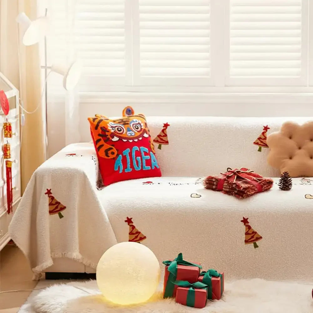 Coperta per divano in peluche spesso chic albero di Natale