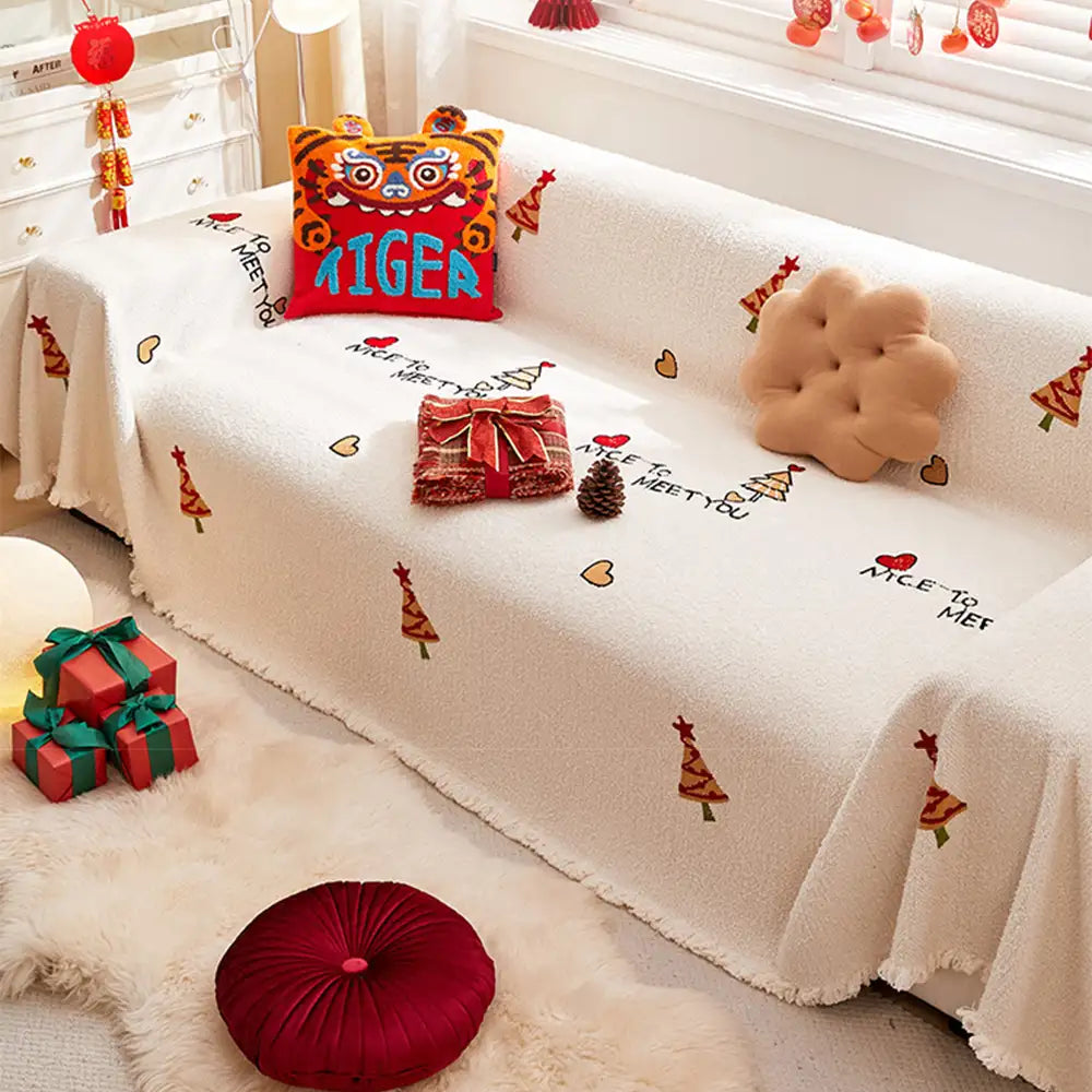 Coperta per divano in peluche spesso chic albero di Natale