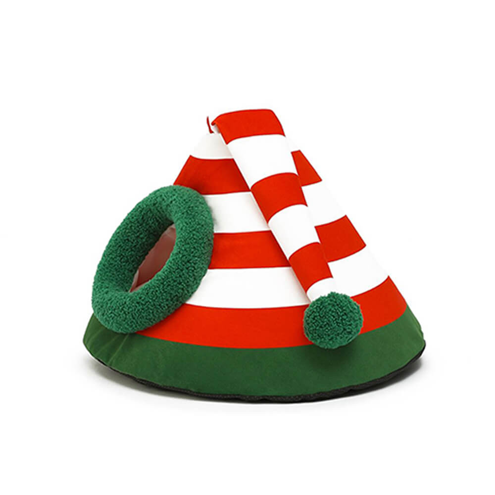 Cappello di Natale Classico Caldo Lavabile Letto per Gatti Semi-Chiuso