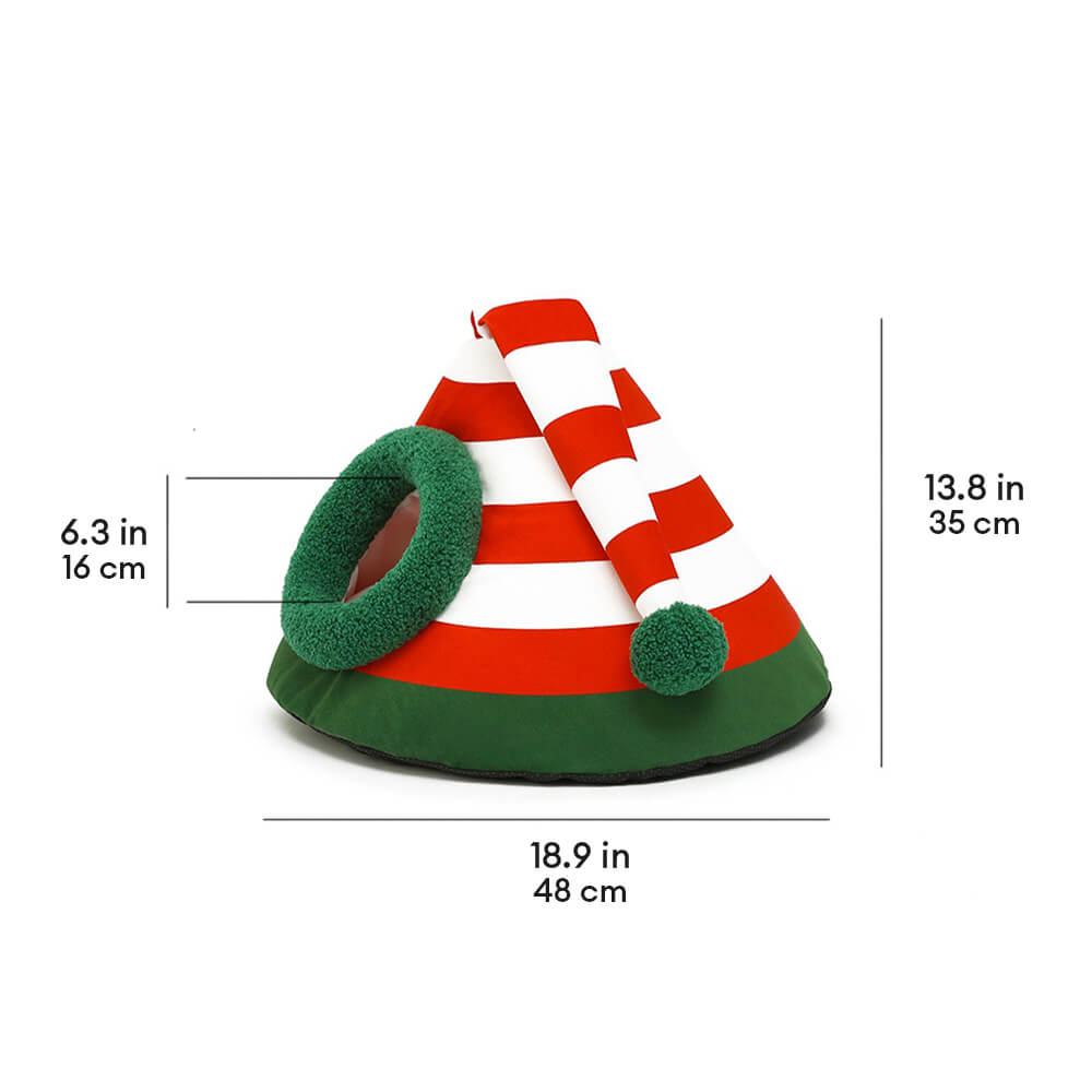 Cappello di Natale Classico Caldo Lavabile Letto per Gatti Semi-Chiuso