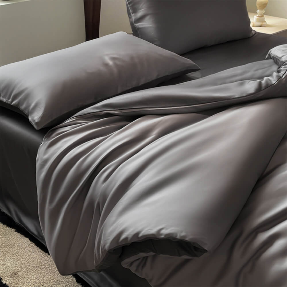 Set di lenzuola in raso di lusso confortevole 100% bambù con copripiumino