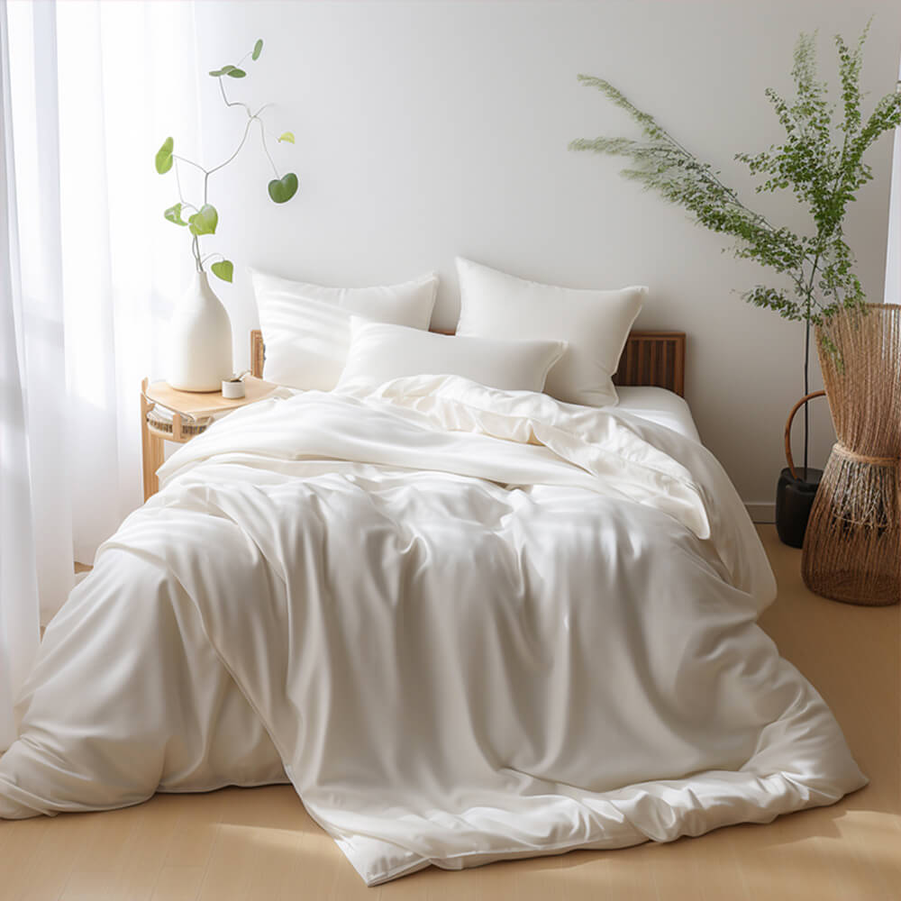 Set di lenzuola in raso di lusso confortevole 100% bambù con copripiumino