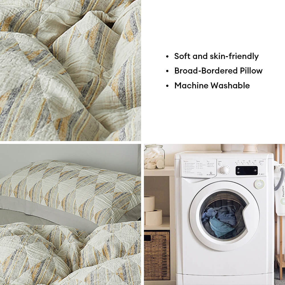 Set di lenzuola in cotone plissettato a doppio strato con jacquard a diamante