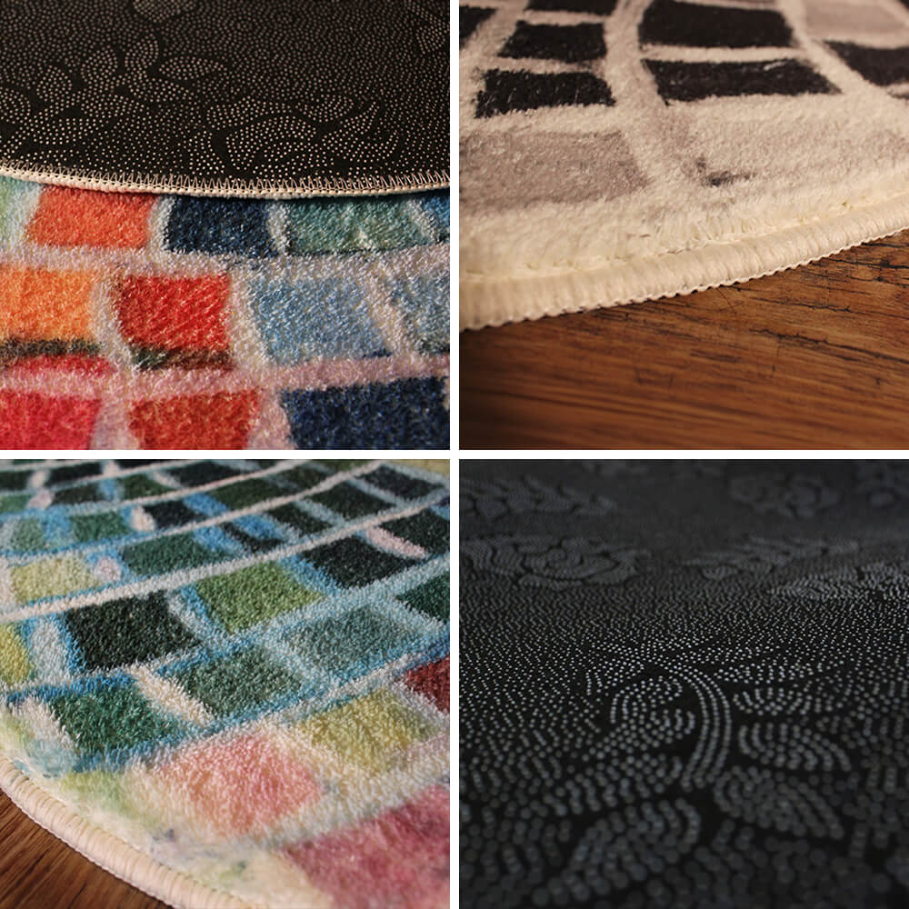 Tappeto rotondo in similcashmere con blocchi di colore a palla discoteca
