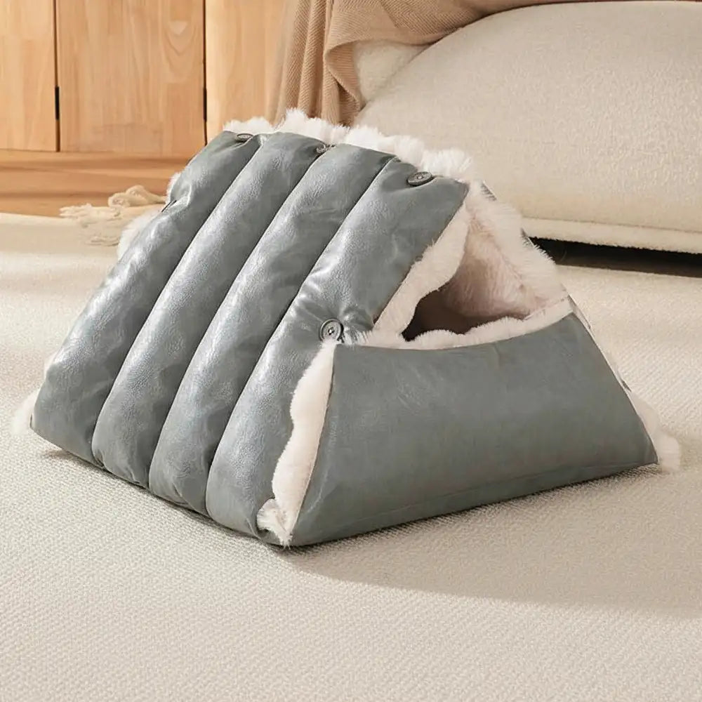 Letto per cani in pelle sintetica vintage multifunzionale, seggiolino auto per cani convertibile.