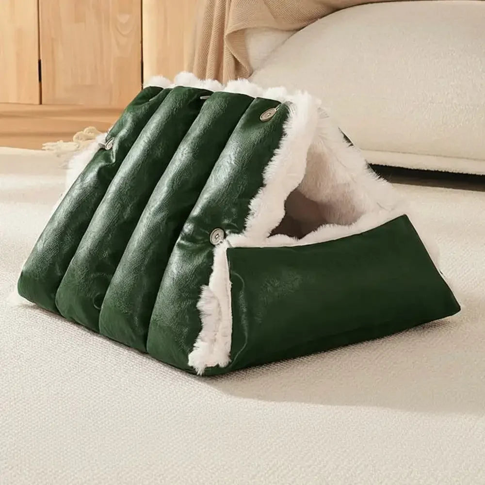 Letto per cani in pelle sintetica vintage multifunzionale, seggiolino auto per cani convertibile.