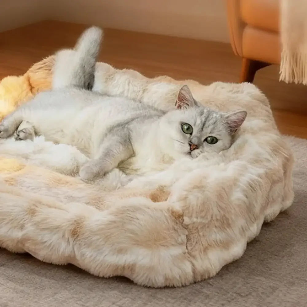Letto per cani e gatti in velluto finto di coniglio soffice e fluffy