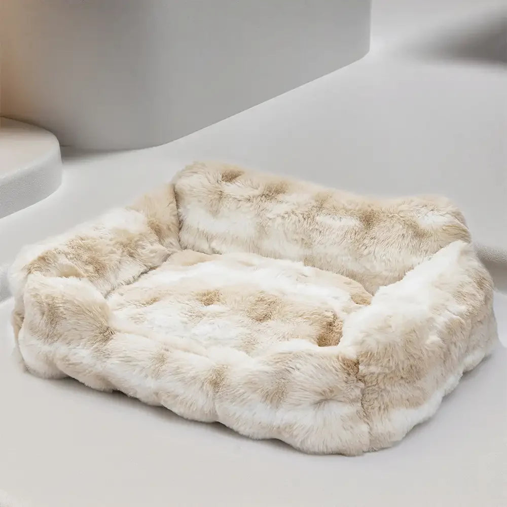 Letto per cani e gatti in velluto finto di coniglio soffice e fluffy