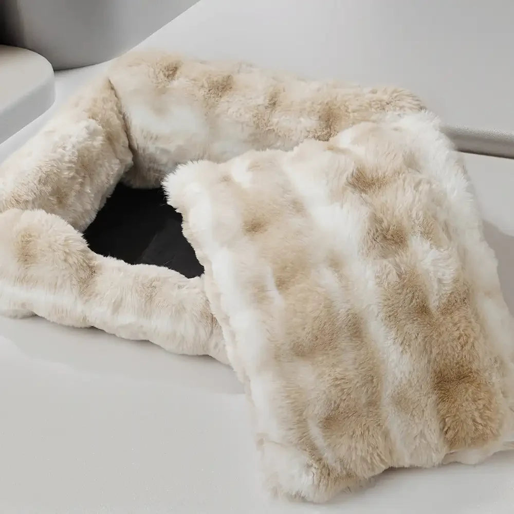 Letto per cani e gatti in velluto finto di coniglio soffice e fluffy