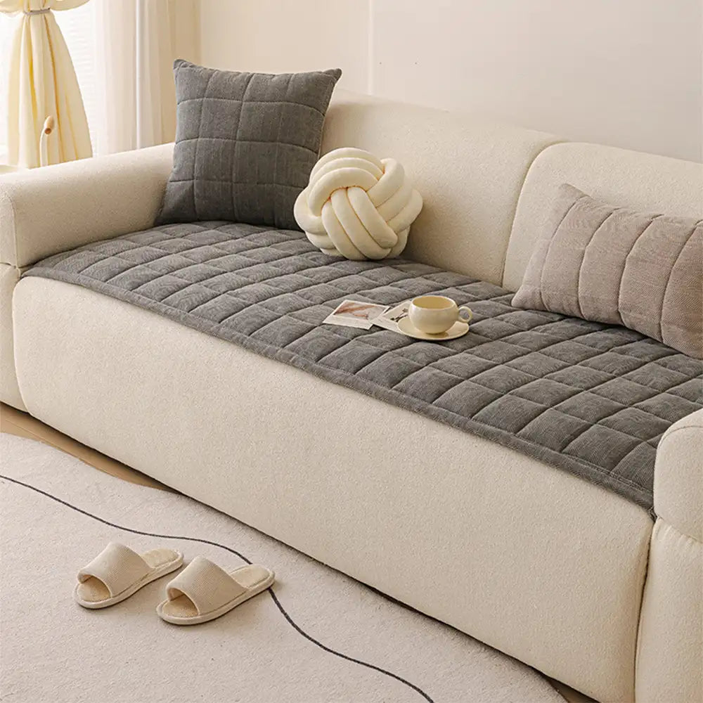 Copertura per divano elegante in chenille a spina di pesce, traspirante e antiscivolo