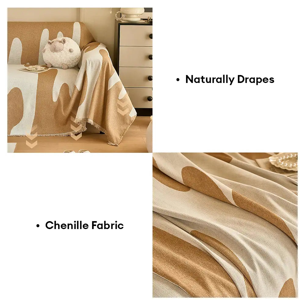 Copertura per divano universale multifunzionale a copertura totale in chenille Wave Gelato per tutte le stagioni