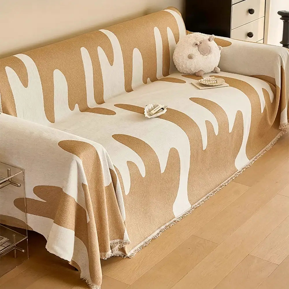Copertura per divano universale multifunzionale a copertura totale in chenille Wave Gelato per tutte le stagioni