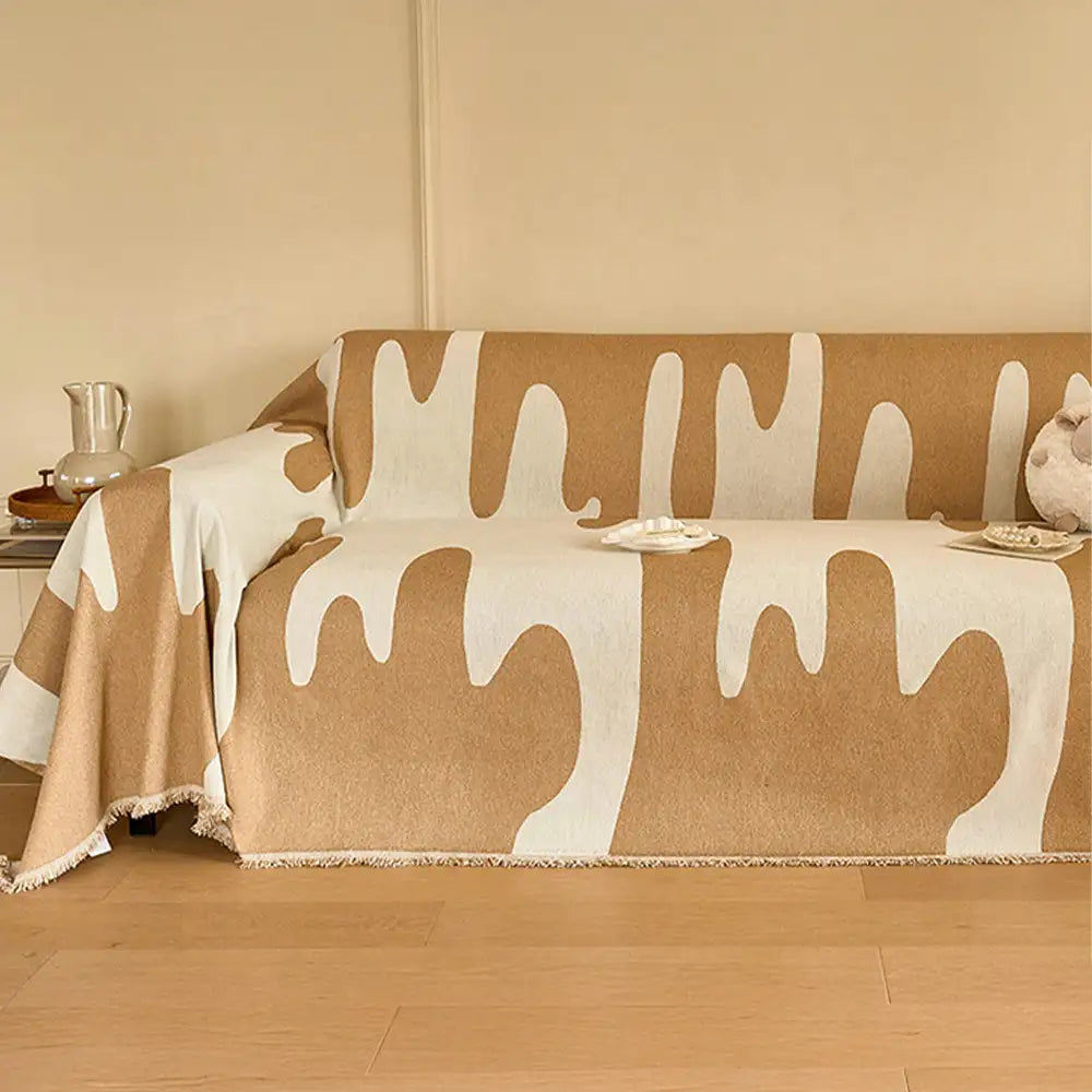 Copertura per divano universale multifunzionale a copertura totale in chenille Wave Gelato per tutte le stagioni
