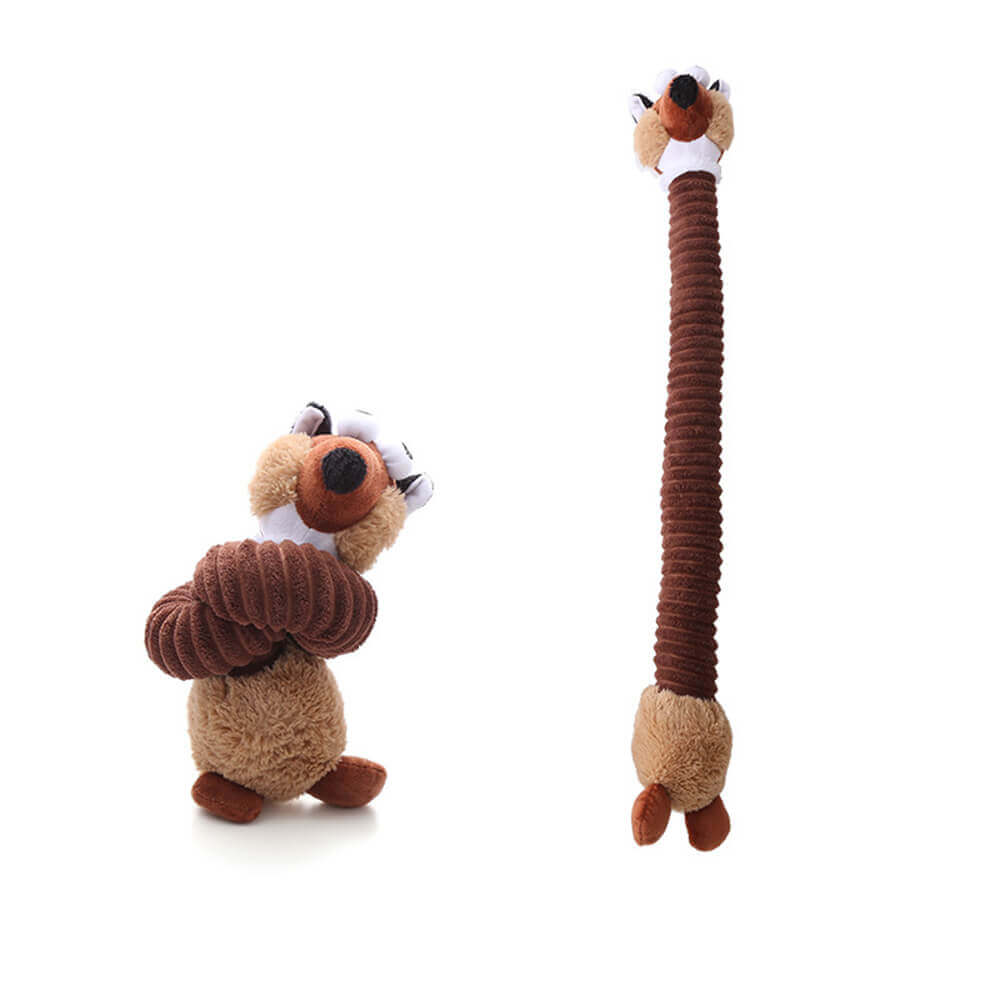 Giocattolo per cani interattivo in peluche a forma di animale dal collo lungo con suono di squeezer