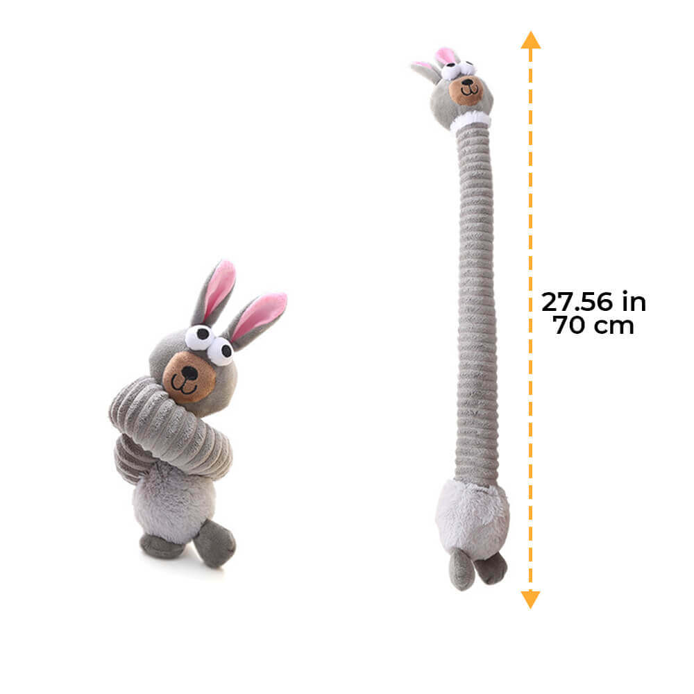 Giocattolo per cani interattivo in peluche a forma di animale dal collo lungo con suono di squeezer