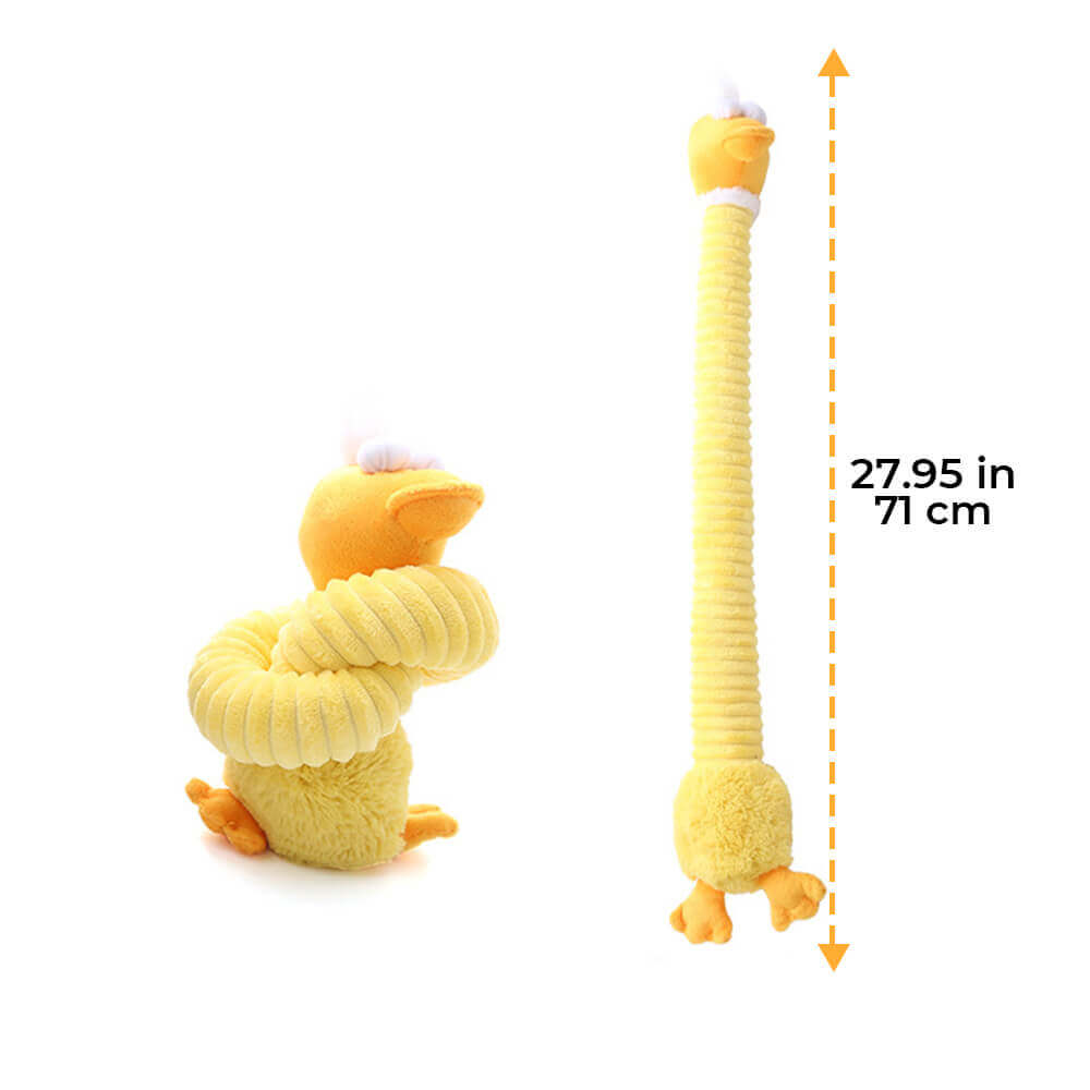 Giocattolo per cani interattivo in peluche a forma di animale dal collo lungo con suono di squeezer