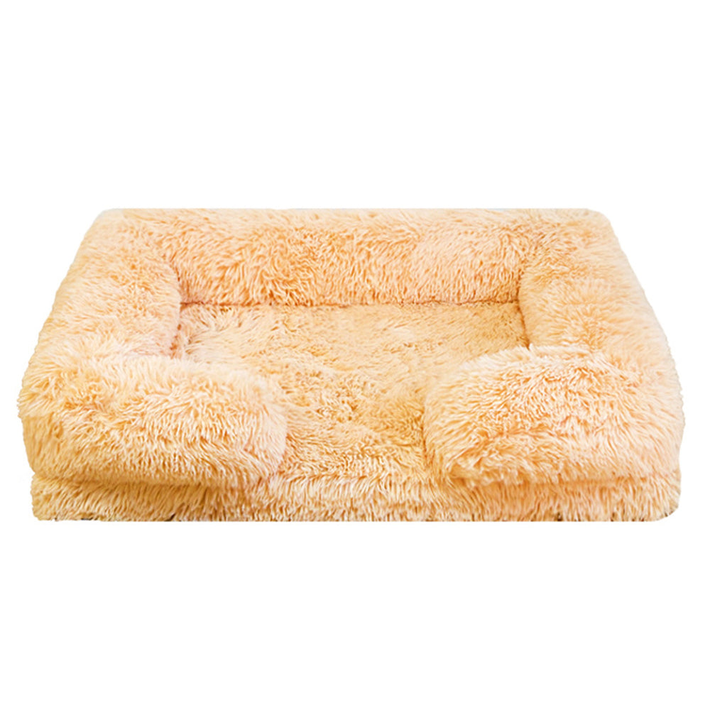 Letto per Cani con Supporto Largo in Peluche - Quadrato per Sonno Profondo