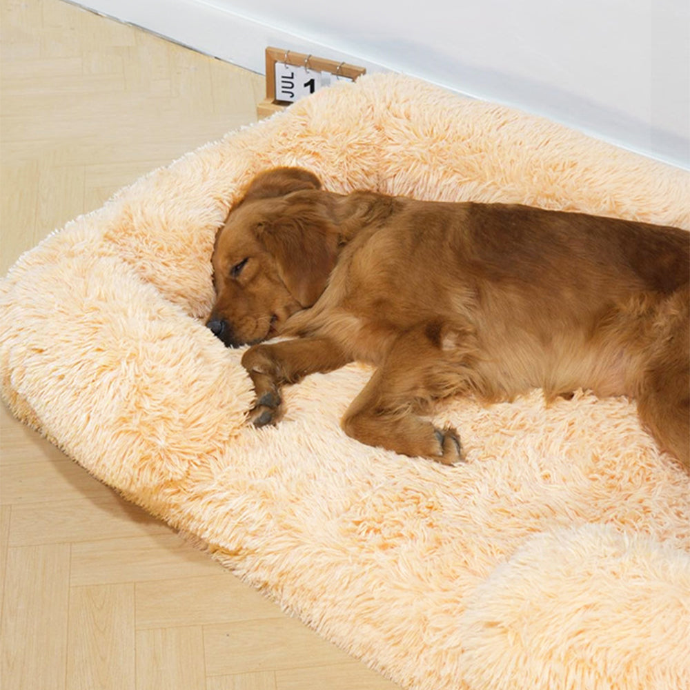 Letto per Cani con Supporto Largo in Peluche - Quadrato per Sonno Profondo