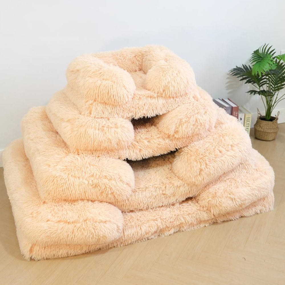 Letto per Cani con Supporto Largo in Peluche - Quadrato per Sonno Profondo