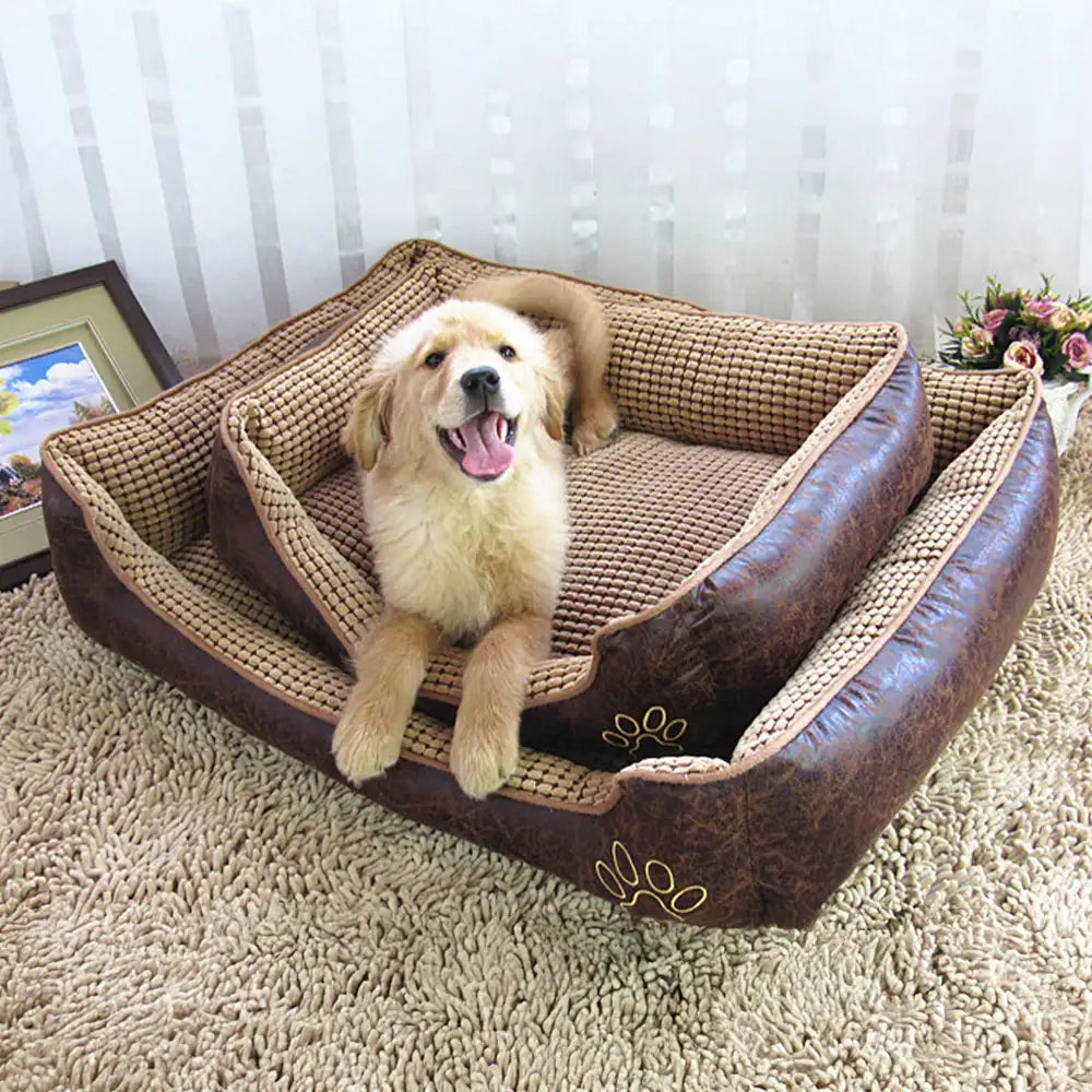 Letto per cani in morbida ecopelle lavabile con soffice pile di lusso