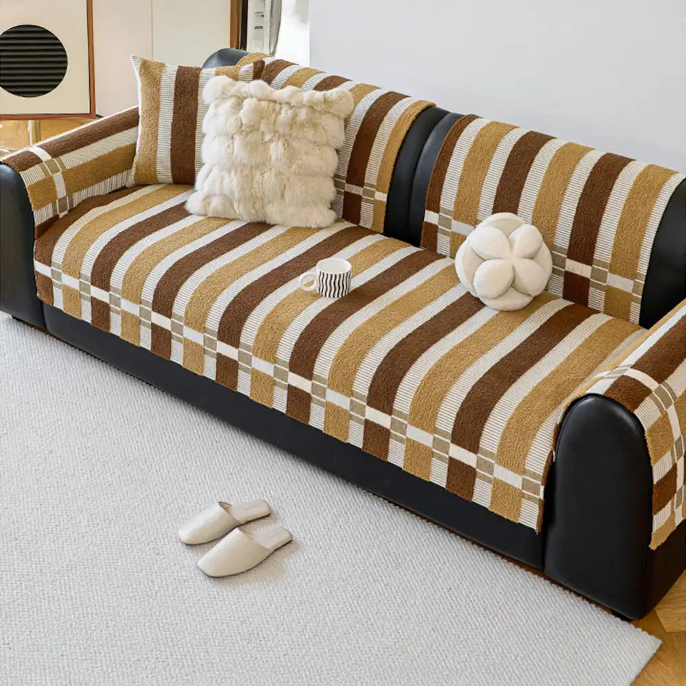 Copertura per divano non scivolosa in chenille resistente ai graffi per mobili in stile moderno di metà secolo