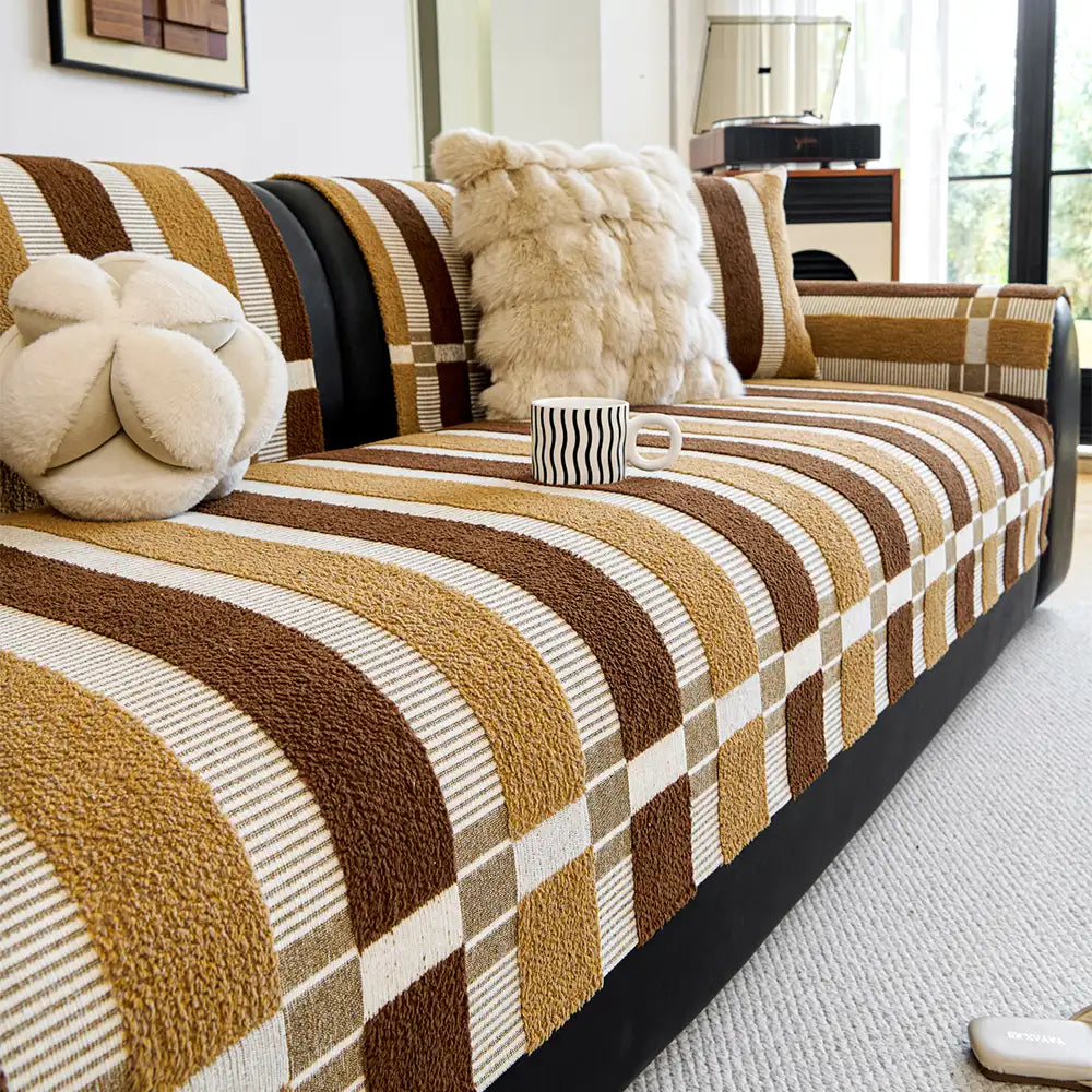 Copertura per divano non scivolosa in chenille resistente ai graffi per mobili in stile moderno di metà secolo