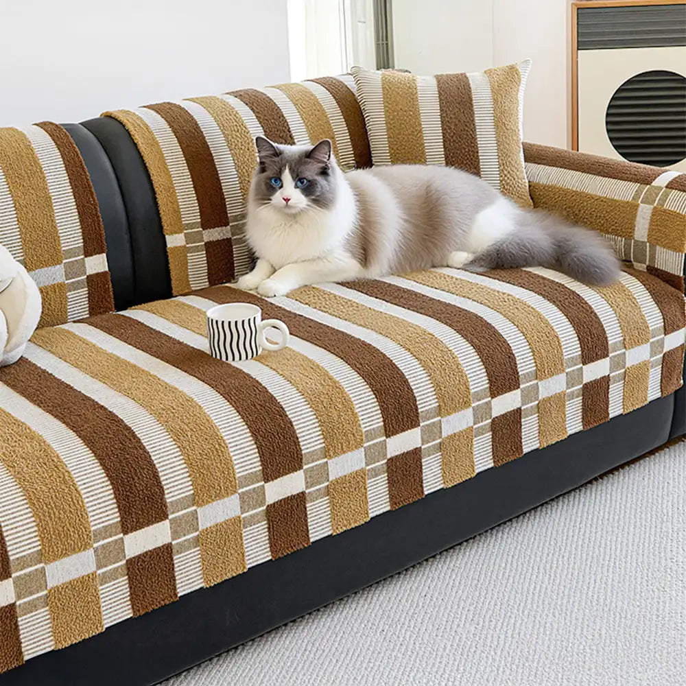 Copertura per divano non scivolosa in chenille resistente ai graffi per mobili in stile moderno di metà secolo